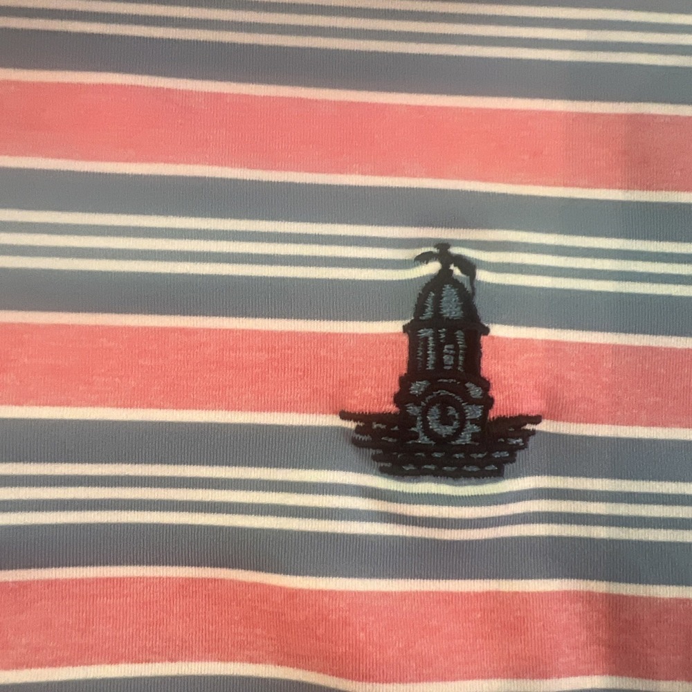 FootJoy Polo Shirt Mens Medium White Striped FJ‎ Golf Performance Preppy Golfer - Picture 3 of 6